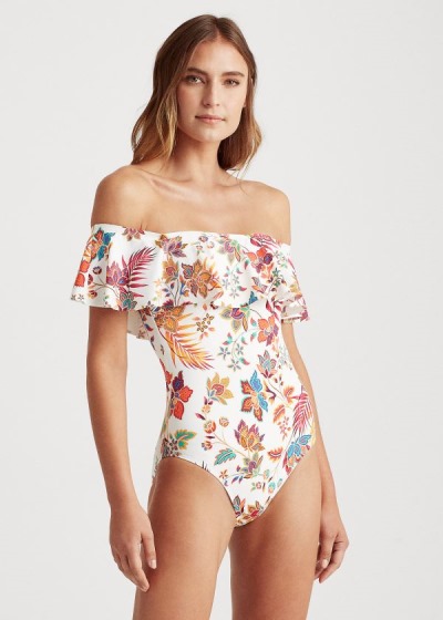 Fatos De Banho Ralph Lauren Floral Ruffle-Trim Mulher 03496-SORA